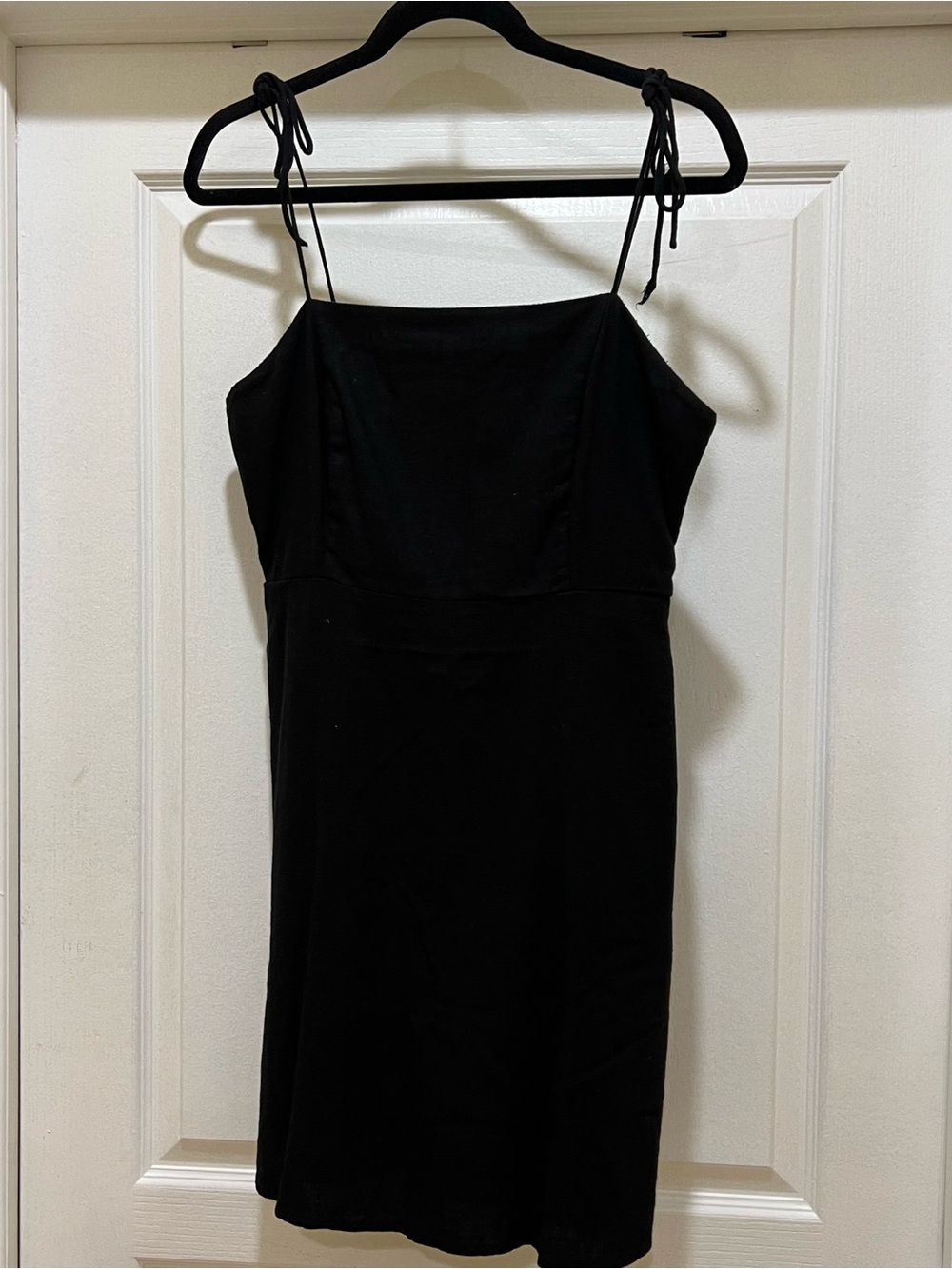 Old Navy black fit and flare tie strap dress size large #2